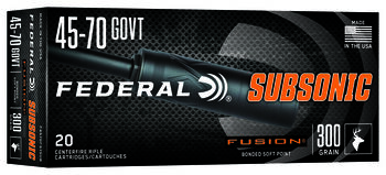 Federal Subsonic, 45-70 Government, 300 Grain, Fusion Soft Point, 1000 fps